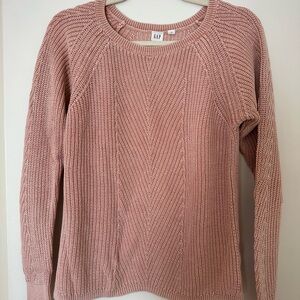 GAP Pink Crew Neck Sweater with Ribbed Knit